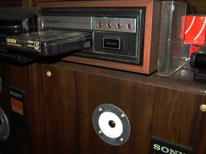 Angled view of the player with 8-track.