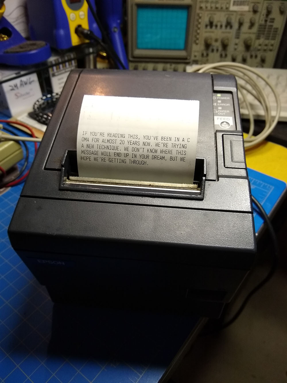 Testing the printer.