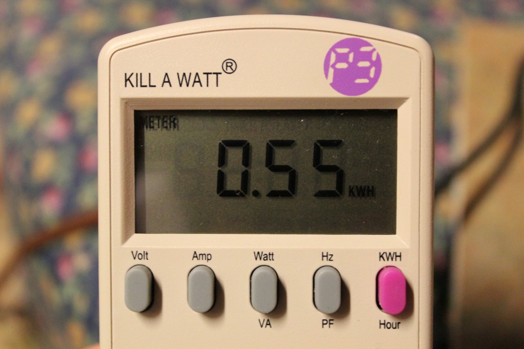 Kill A Watt reading for kWh over 44 hours.