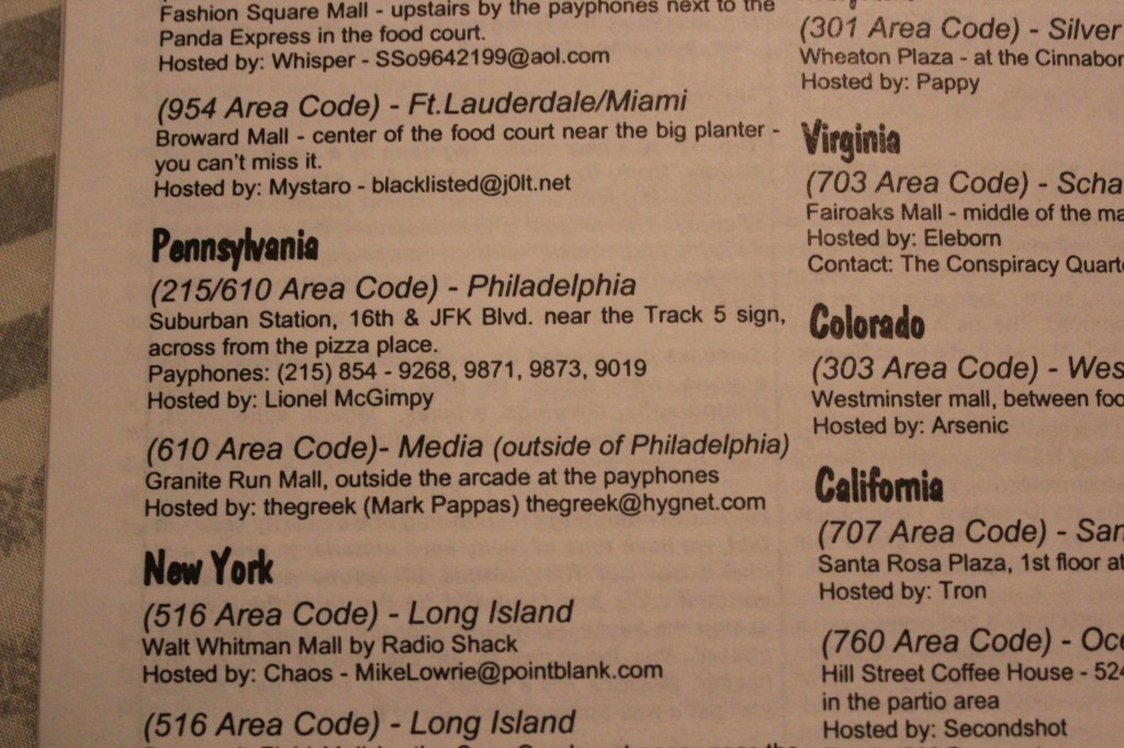Philadelphia/Media Blacklisted meeting listings from Blacklisted! 411 Vol. 3, Issue 3 (1996).