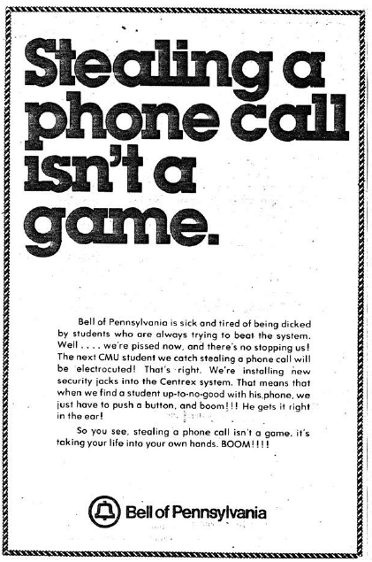 Bell Pennsylvania joke advert, from Exploding the Phone (2013).