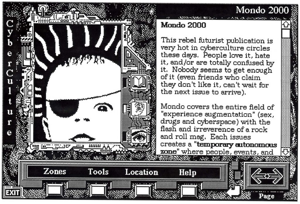 Mondo 2000 hypercard via Boing Boing.