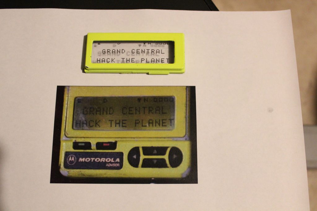 DHere is the applied decal posed next to a cropped screenshot of the pager from the film.